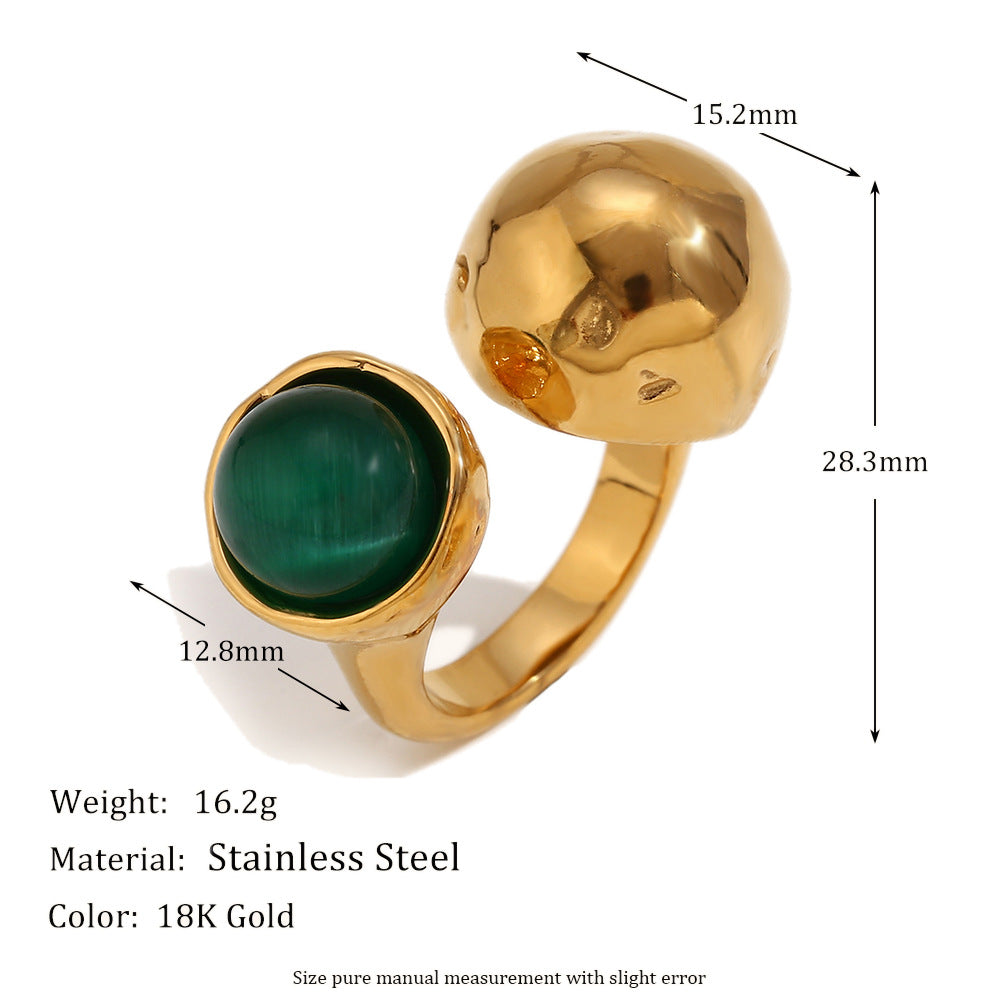 Vintage Elegant 18K Gold Plated Stainless Steel Oval Floral Geometric Ring for Women