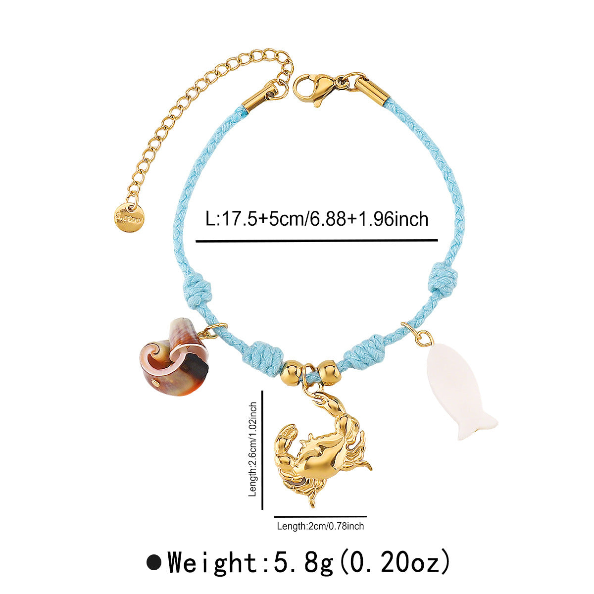 Collana con Pendente Stella Marina e Conchiglia Stile Naturale da Donna, in Acciaio Inox con Finitura Placcata Oro 14K su Catena a Cordino