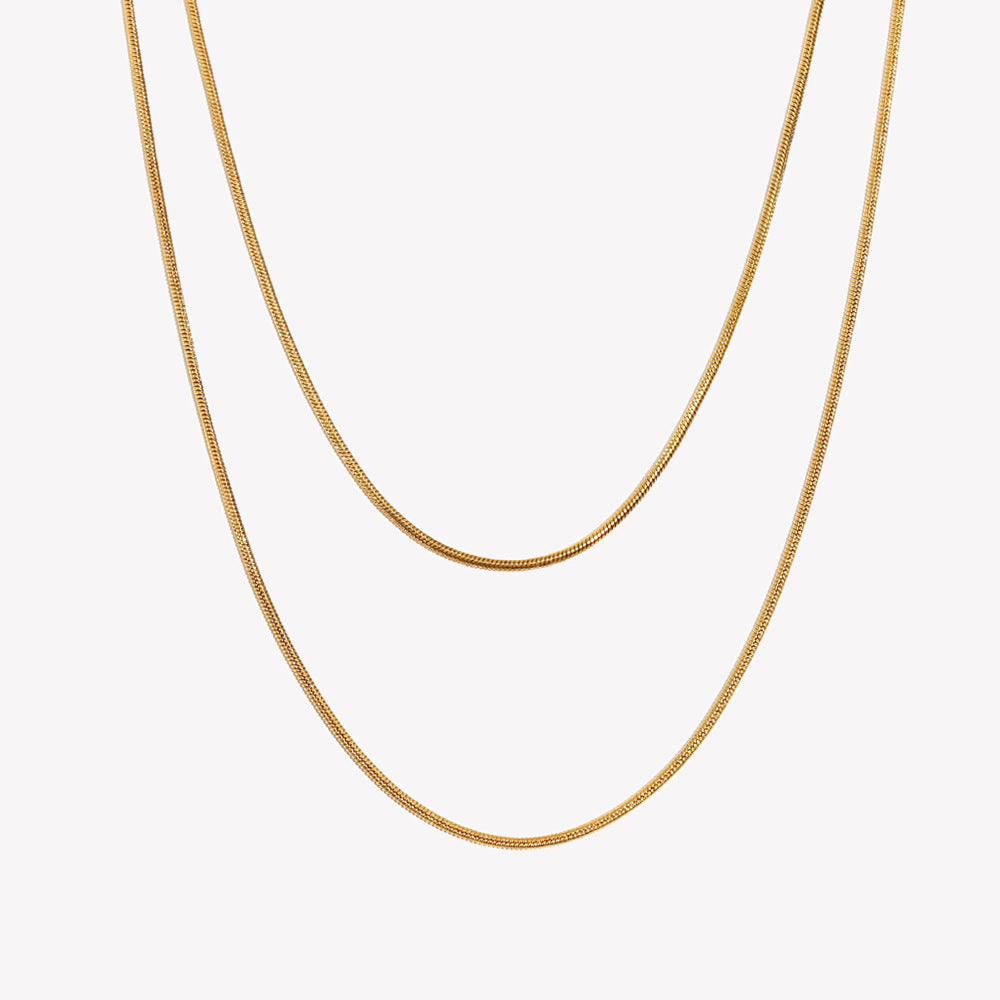 Chic Geometric Stainless Steel Plated 18K Gold Double Layer Necklace for Women