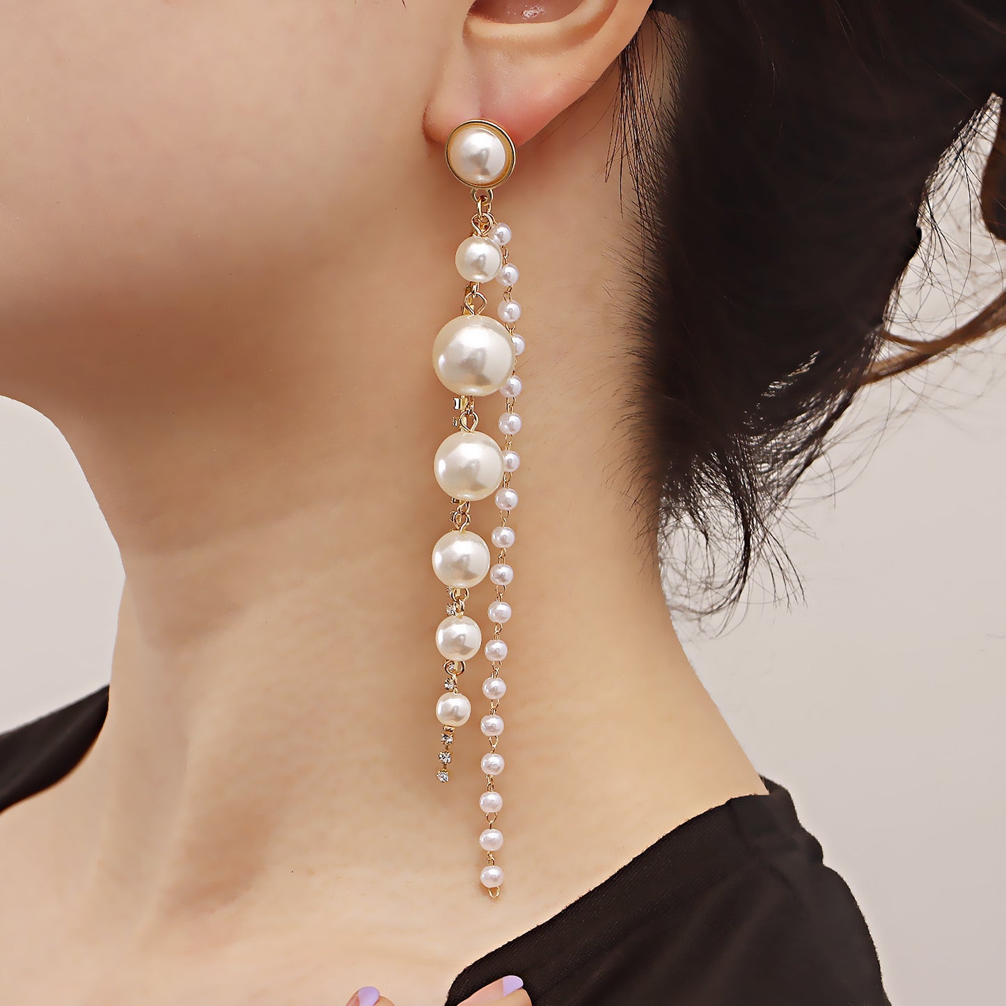 Geometric Alloy Dangle Earrings with Pearl-Like Accents and Plated Finish for Women