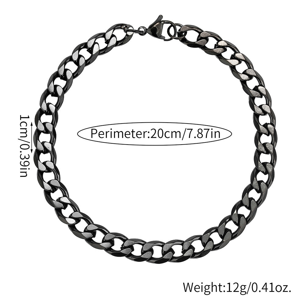 Minimalist Hip-hop Geometric Polished Stainless Steel Cuban Link Chain Bracelet