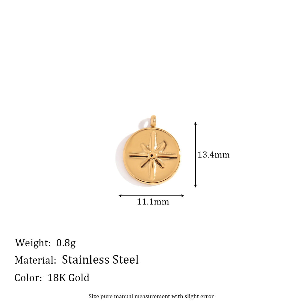 Colgante minimalista de acero inoxidable con forma de estrella, baño de oro de 18K y detalle de espejo geométrico