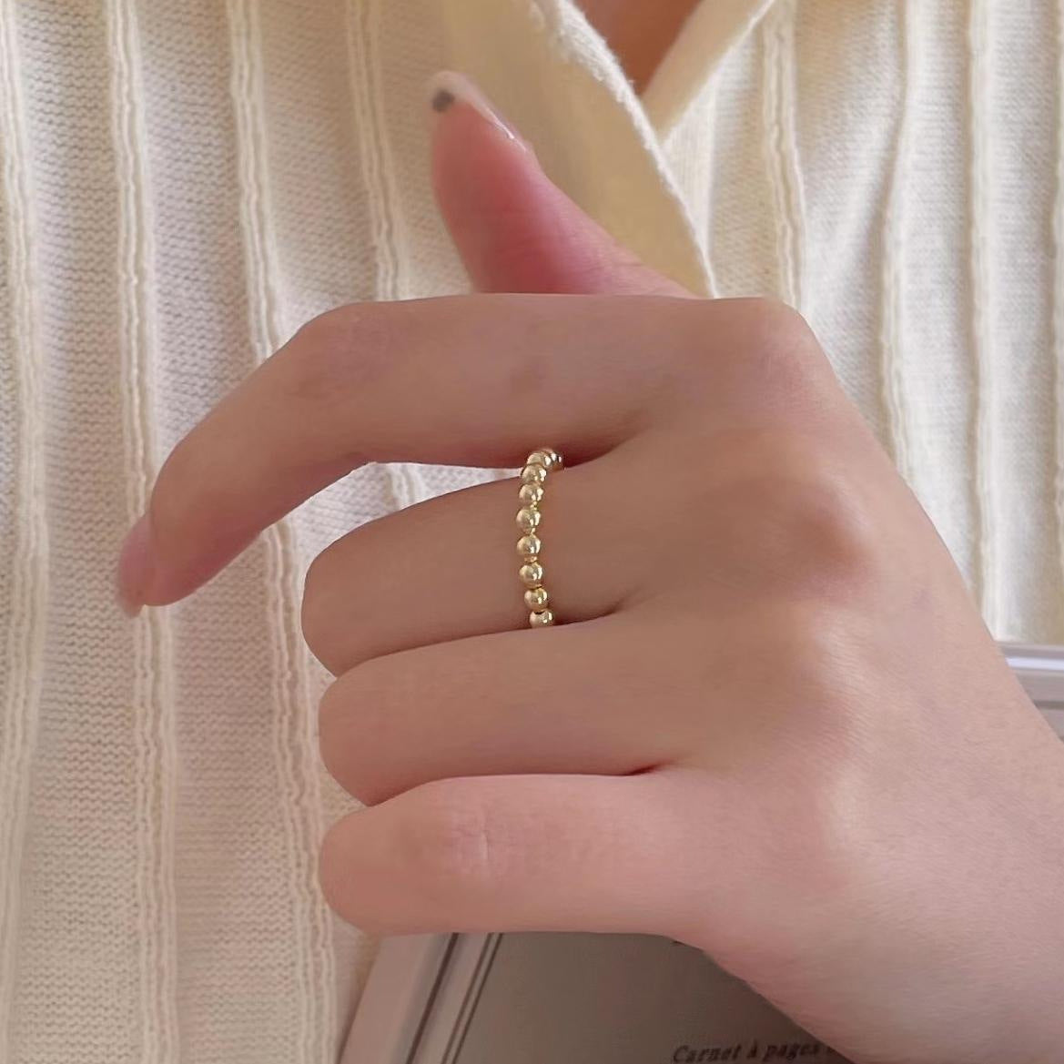Anello Aperto da Donna Minimalista con Sfera Rotonda in Argento Sterling 925
