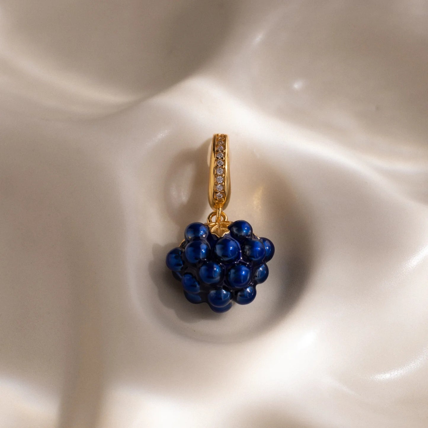 Vintage 18K Gold Plated Brass Fruit Charm Bar with Drip Oil Painting