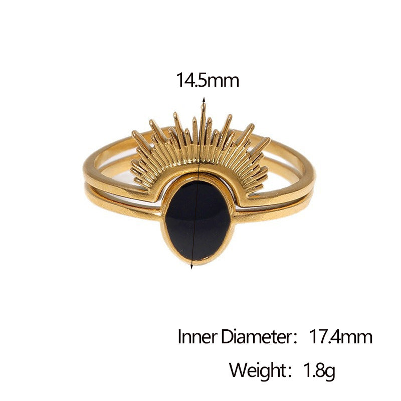 Minimalist Crown-Shaped Stainless Steel Ring with 18K Gold Plating for Women