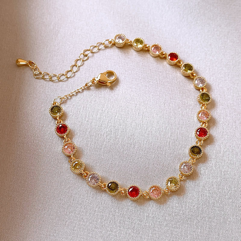 Luxury Elegant Geometric Alloy Plated Bracelet with Cubic Zirconia for Women