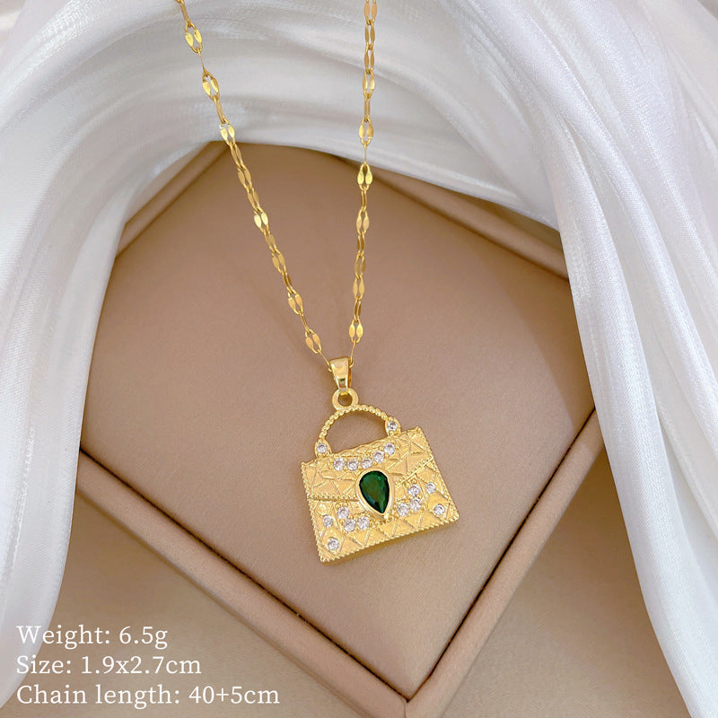 Collana Geometrica con Cielo Stellato da Donna con Strass Micro-Incastonati in Acciaio al Titanio, Stile Dolce, Fresco e Minimalista