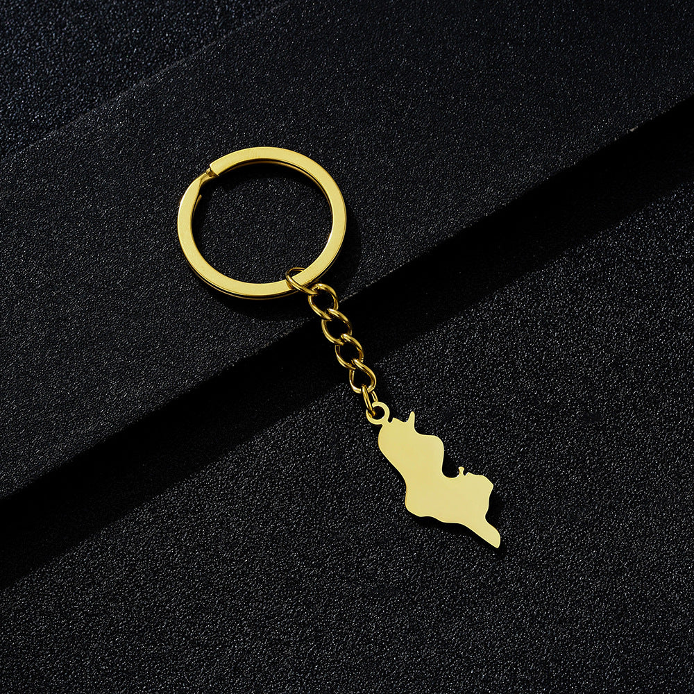 Colgante de llave tunecina minimalista de acero inoxidable con diseño calado para hombres y mujeres