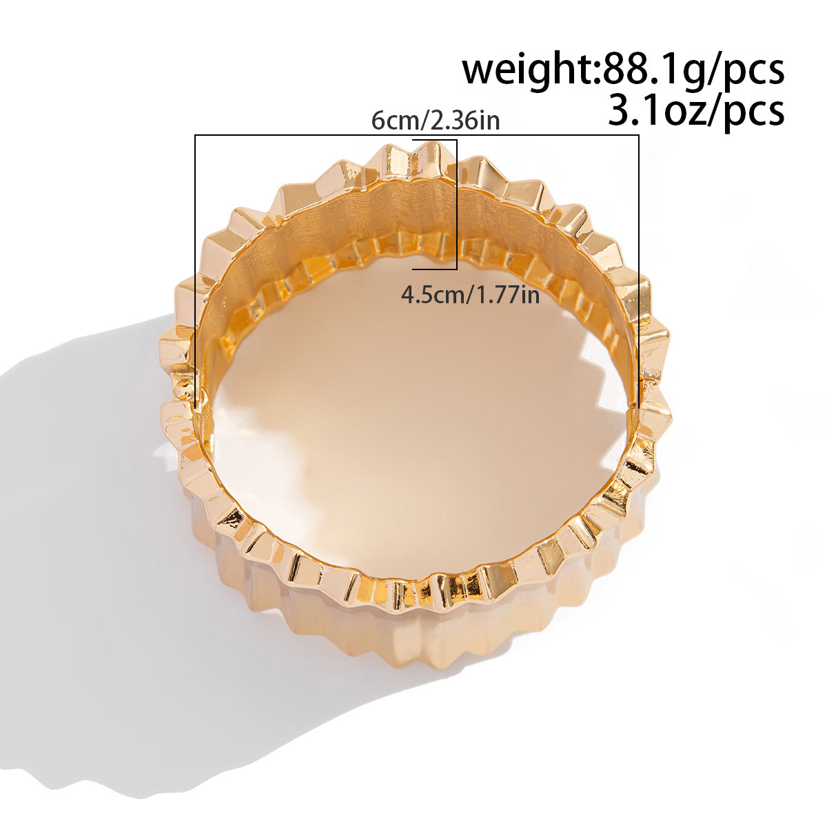 Pulsera de diseño geométrico atrevido con baño de aleación para mujer