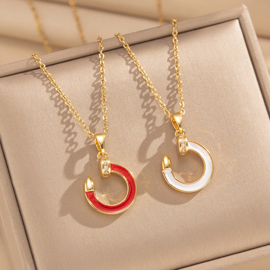 Light Luxury Geometric Irregular 18K Gold Plated Titanium Steel Necklace for Women with Copper Pendant