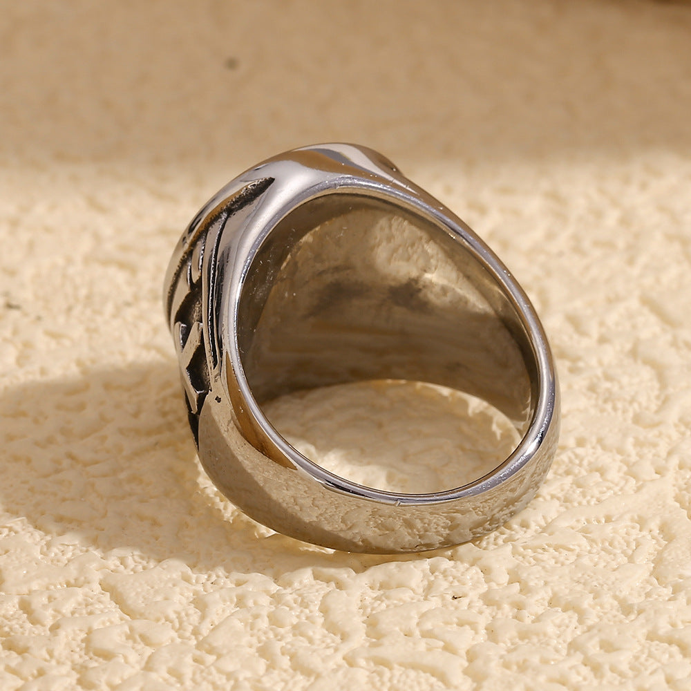 Anello in acciaio inossidabile a forma di lettera, minimalista, placcato oro 18K da uomo