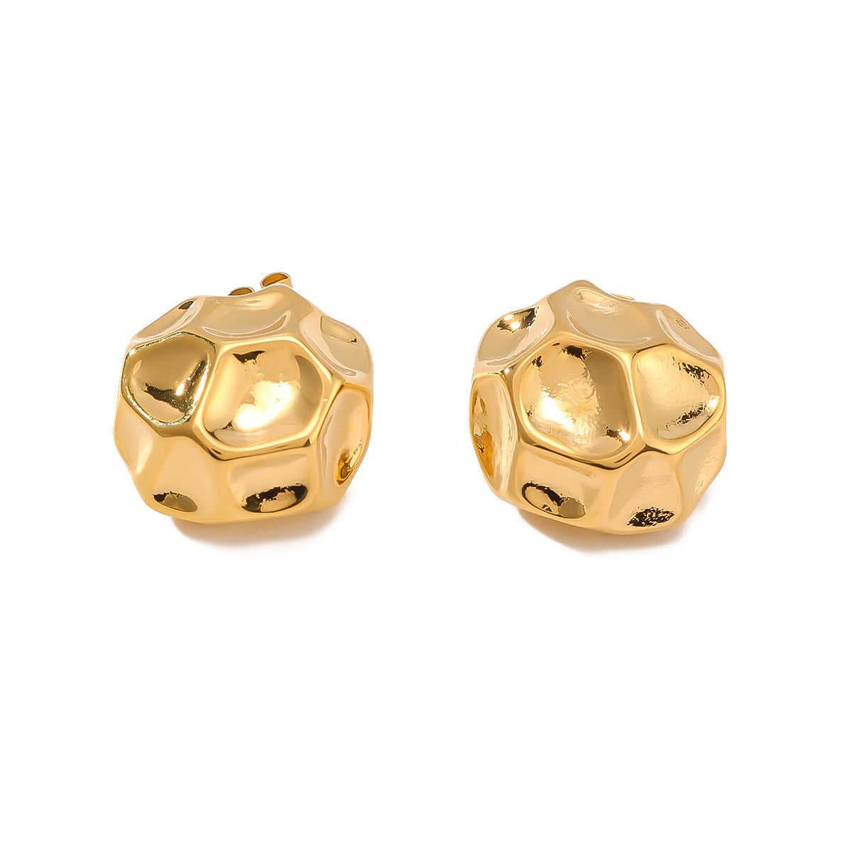 Minimalist Geometric Honeycomb Texture Stainless Steel Polished Hollow Hoop Earrings for Women