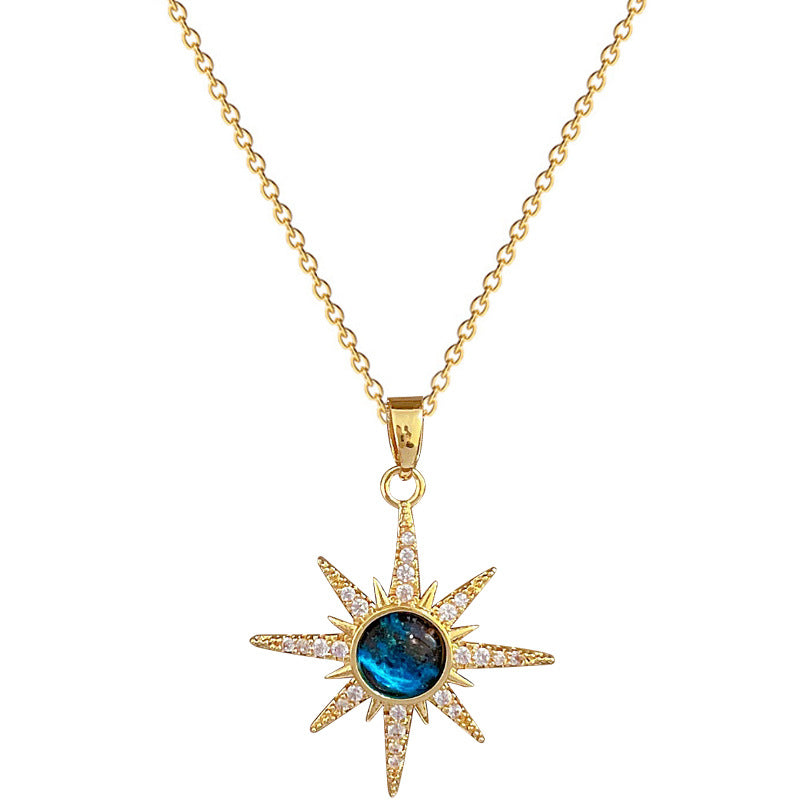 Luxury Sweet Geometric Rhinestone Collar Necklace for Women and Men Stainless Steel Pendant