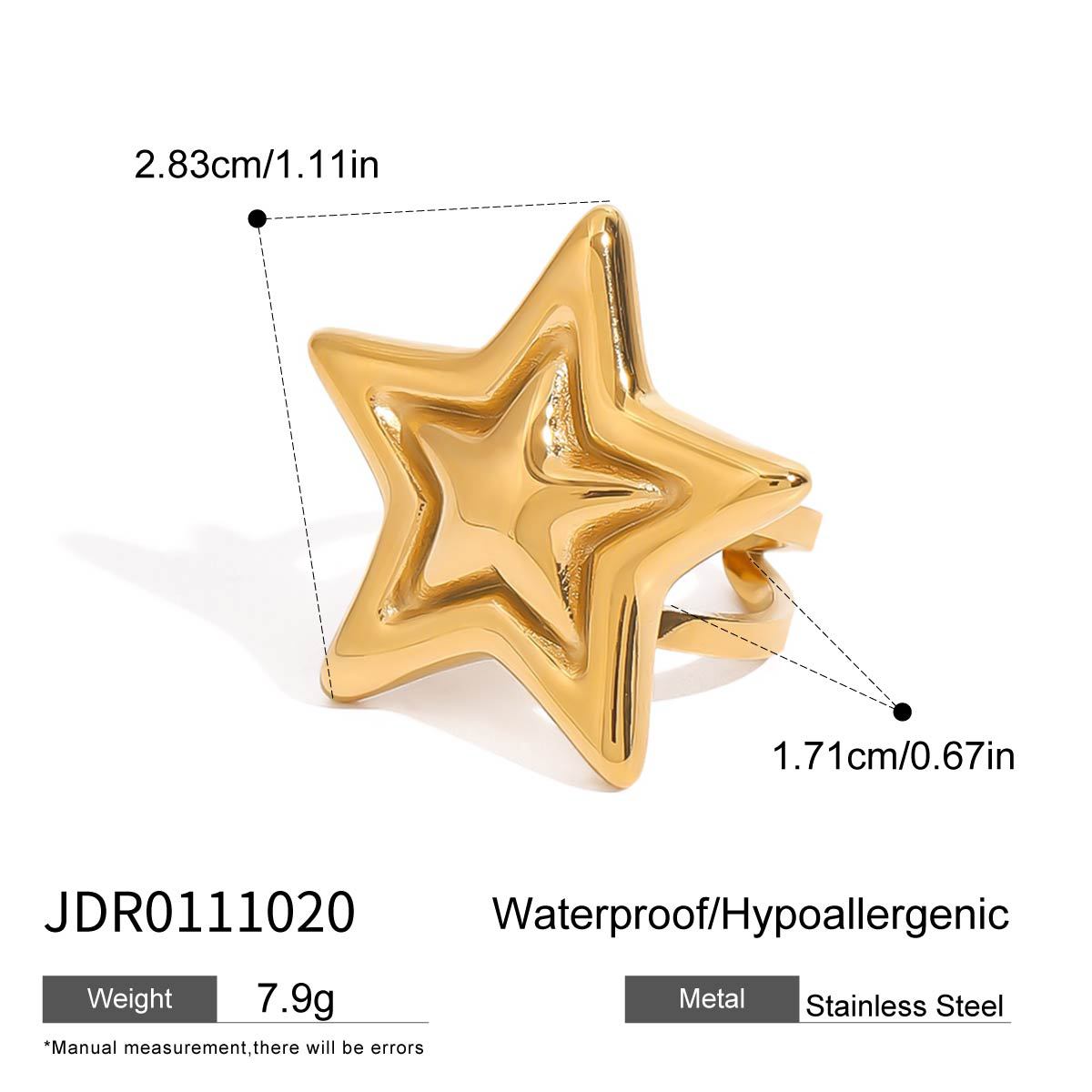 Geometric Star Stainless Steel Plated Ring for Women