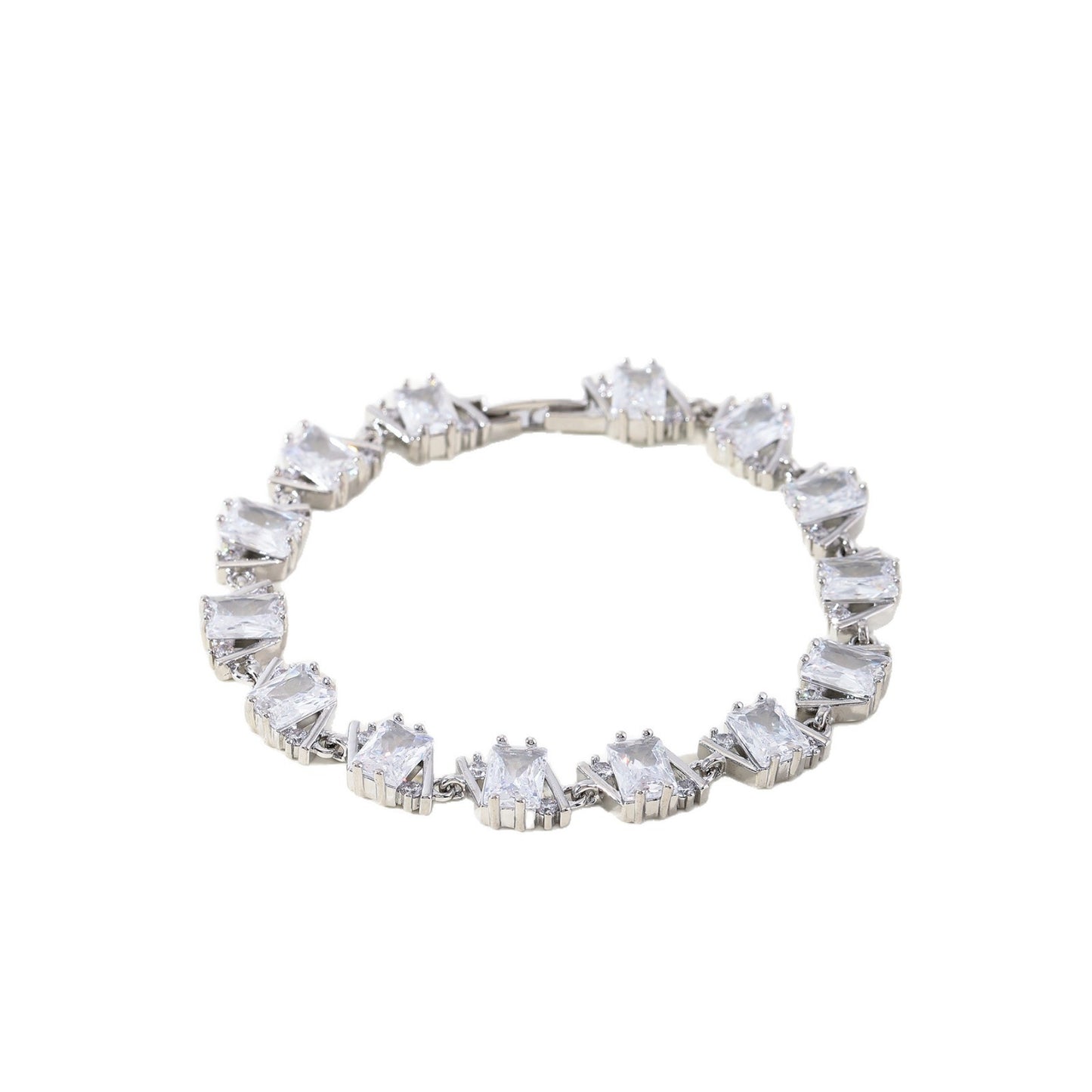 Luxury Gold Plated Brass Leaf Bracelet with Cubic Zirconia Inlay Unisex Floral Design