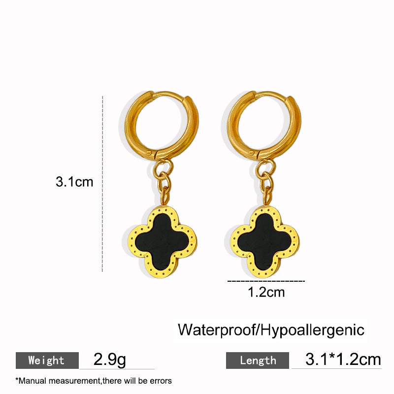 Elegant Titanium Steel Drip Oil Plated Stud Earrings for Women