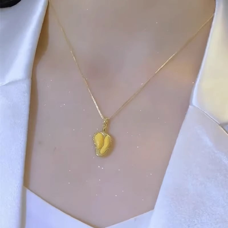 Minimalist Durian Pendant Necklace for Women Titanium Steel Plated Clavicle Chain with Irregular Shape Design