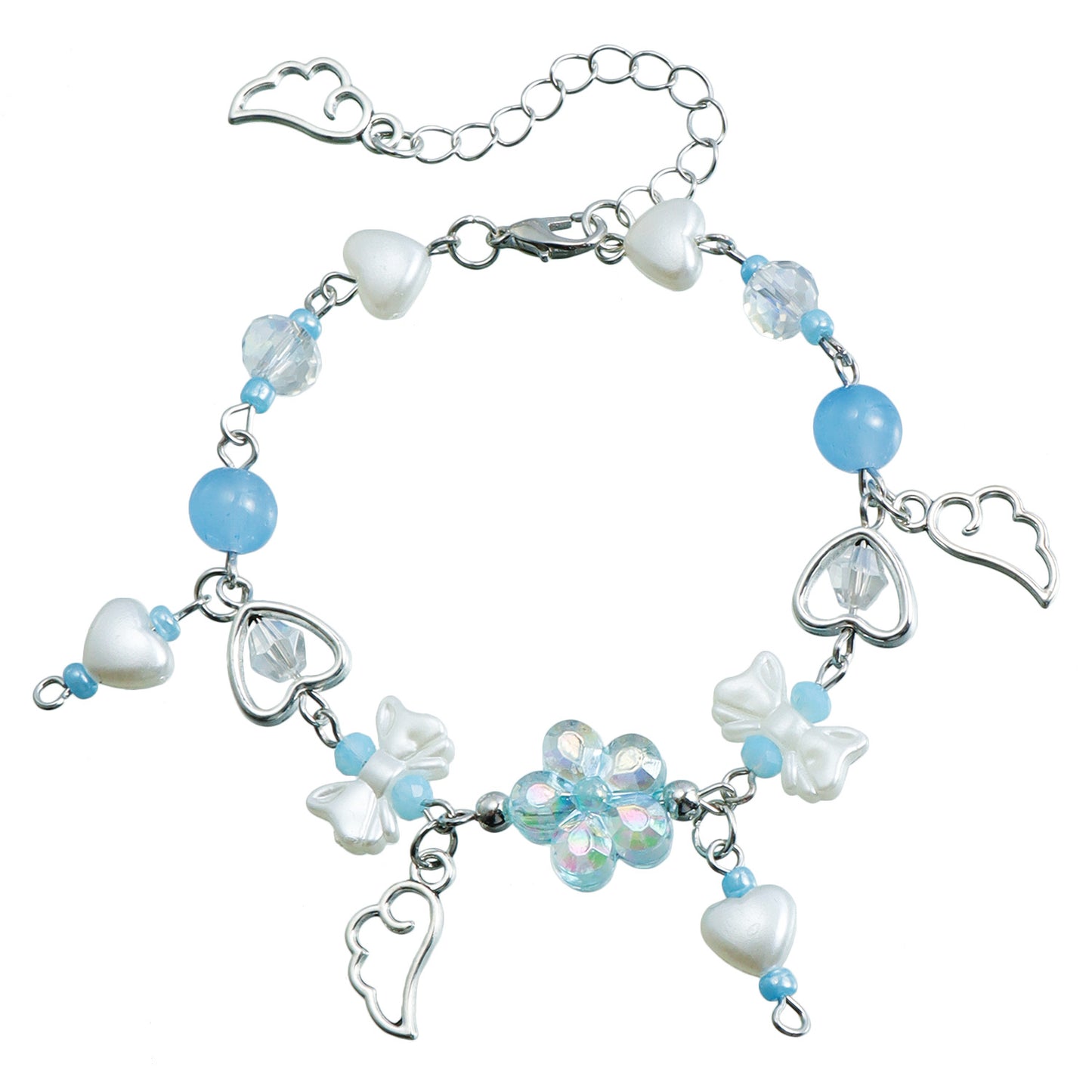 Minimalist Geometric Pendant Handmade Beaded Bracelet for Women with Electroplated Metal Finish and Iridescent Tassel Accents