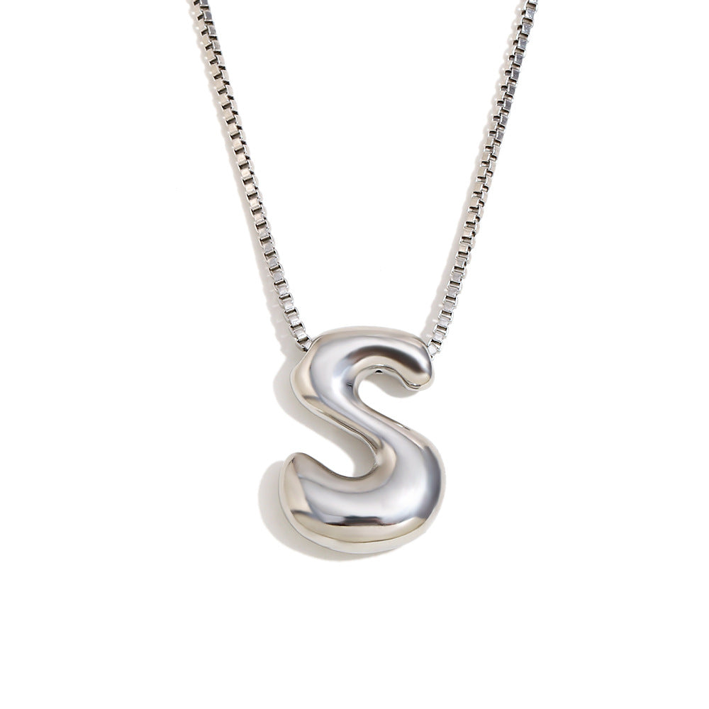Minimalist Fashion Letter Necklace for Women Stainless Steel Pendant with 18K Gold Plating