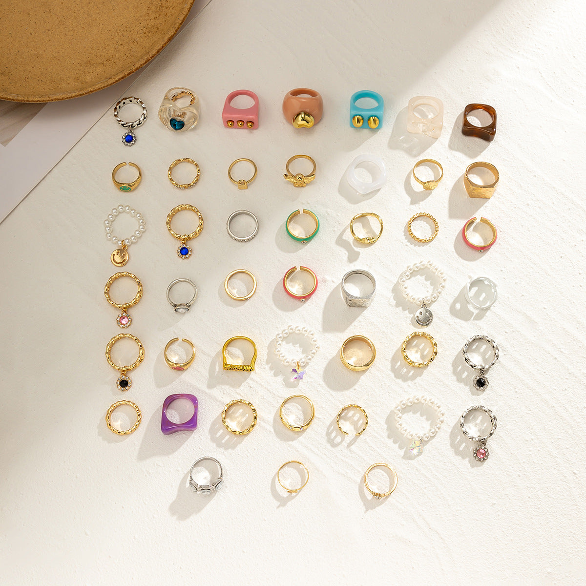 Vintage Elegant Heart Rhinestone Plated Alloy Ring Set for Women