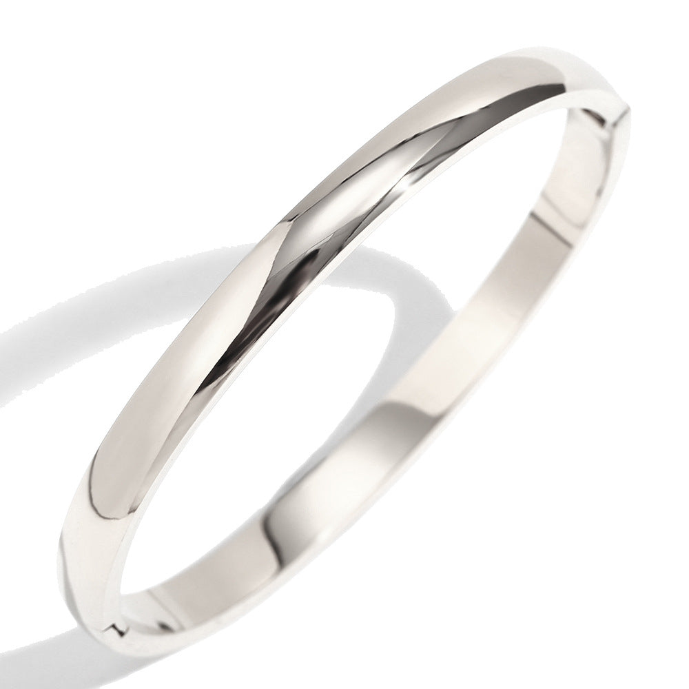 Minimalist Elegant 18K Gold Plated Stainless Steel Geometric Bangle for Women