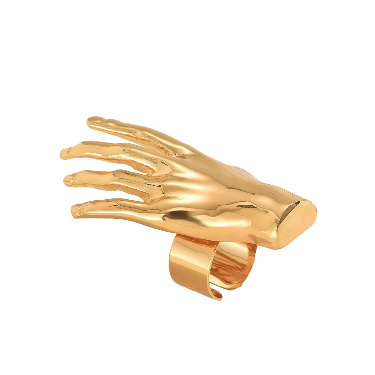 Anillo Abierto Minimalista con Forma de Mano para Mujer, de Aleación de Zinc con Acabado Chapado, Accesorio de Moda Lujoso y Ligero