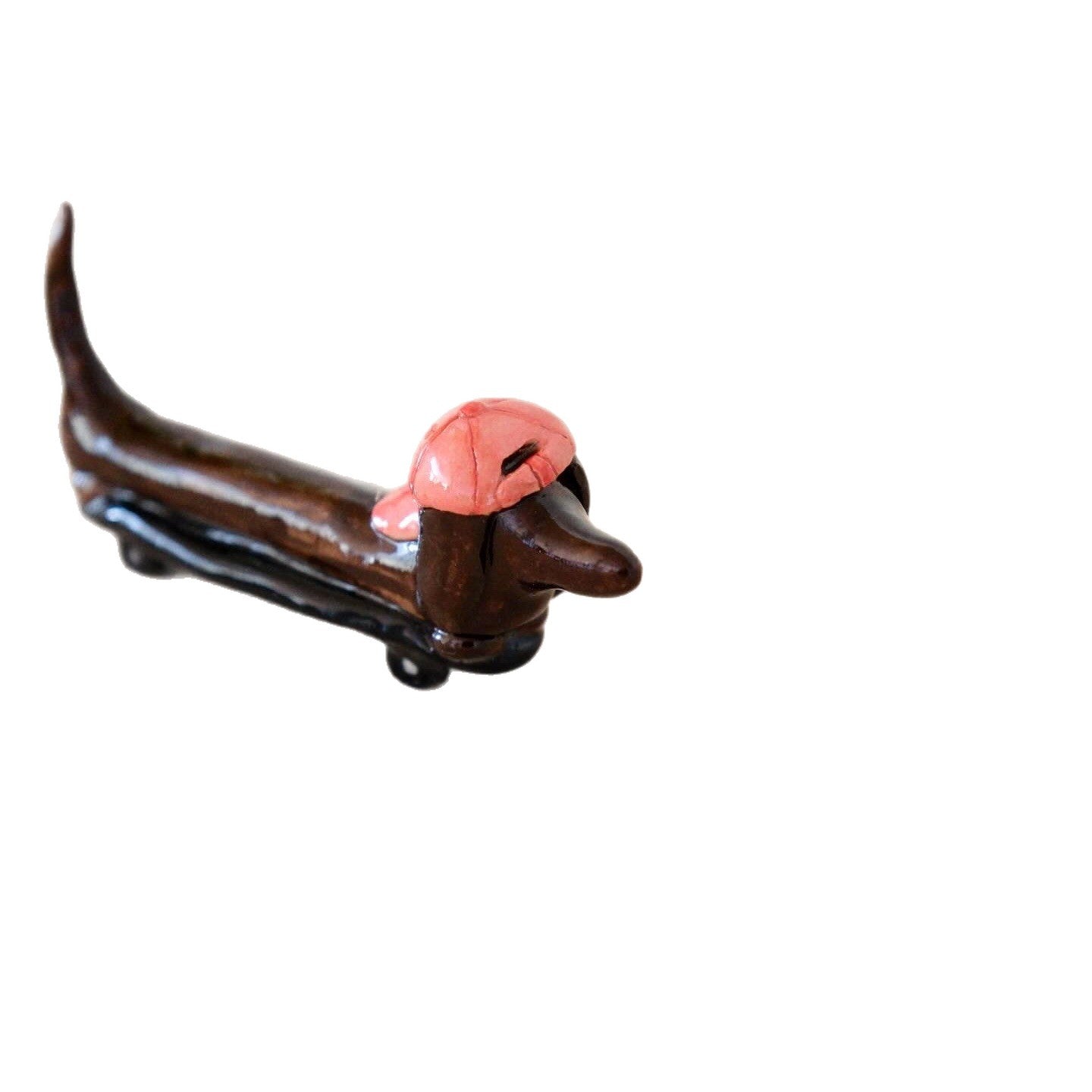 Vintage Cartoon Dachshund Animal Brass 18K Gold Plated Drip Oil Charm Bar for Women