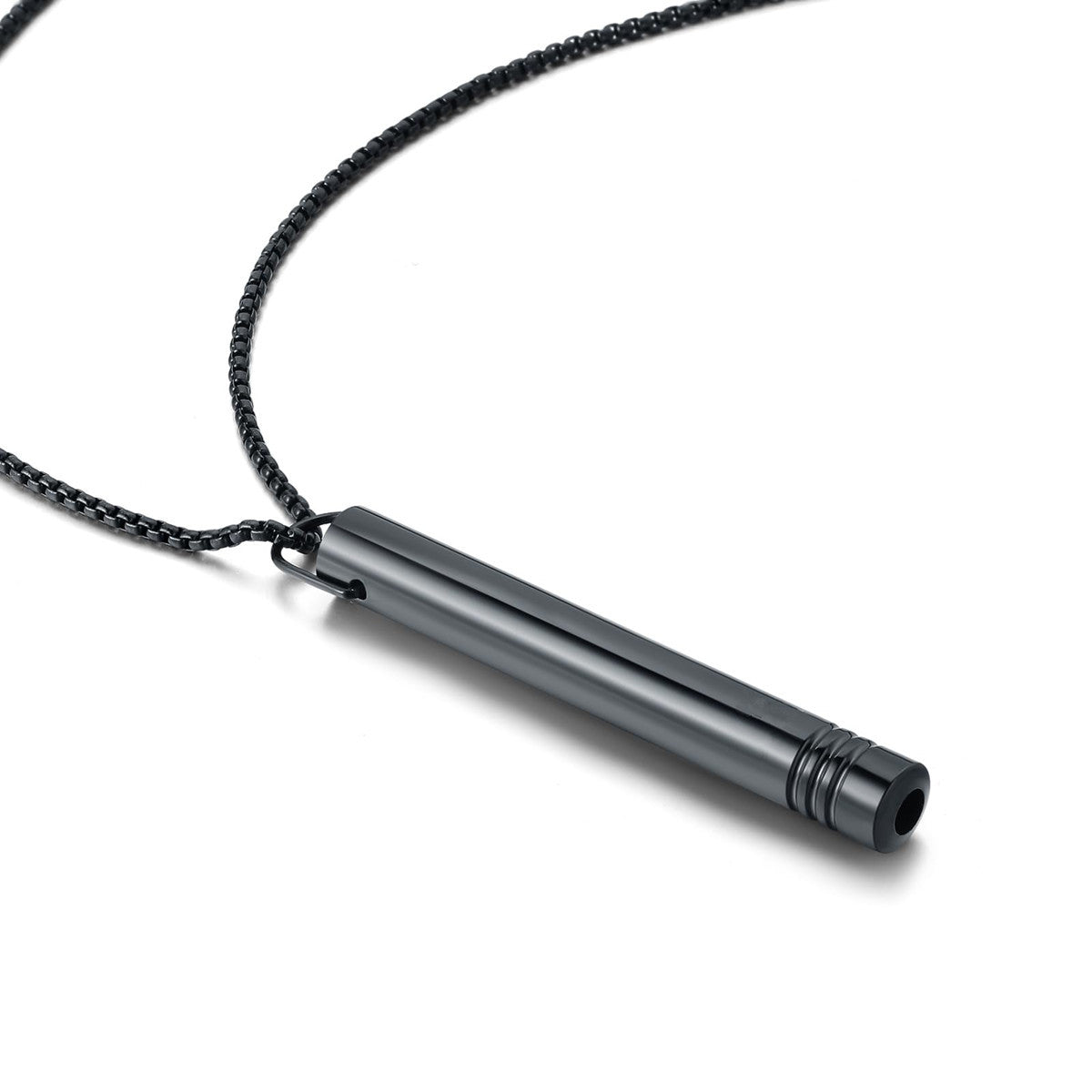 Polished Titanium Steel Whistle Pendant Necklace for Mindfulness and Stress Relief in Geometric Shape