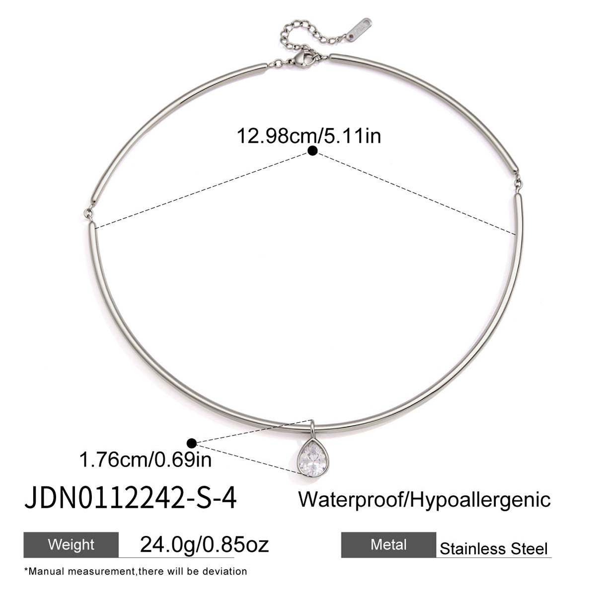 Minimalist Geometric Round Stainless Steel PVD Cubic Zirconia Pendant Necklace for Women