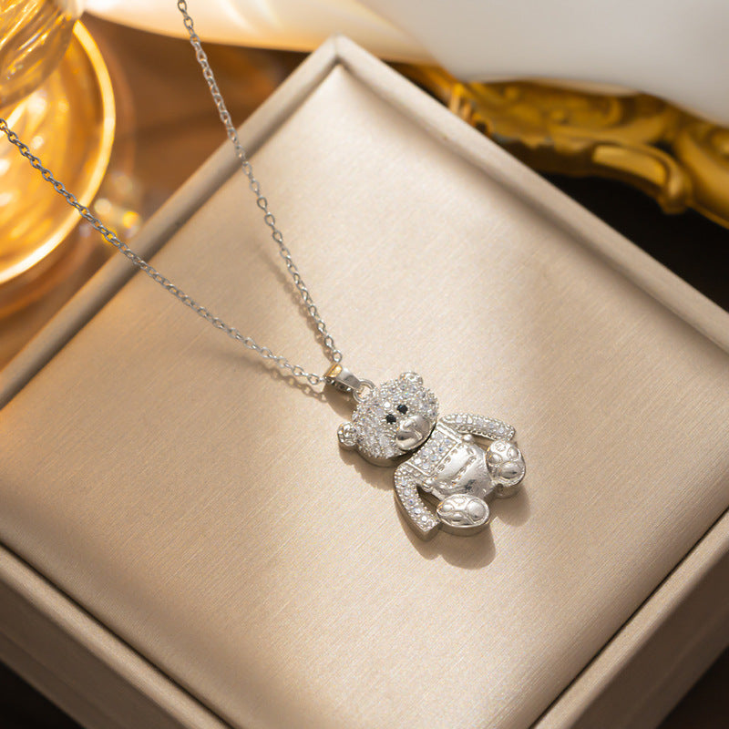 Collar con colgante minimalista de nudo de lazo de acero de titanio para mujer con cadena de serpiente chapada