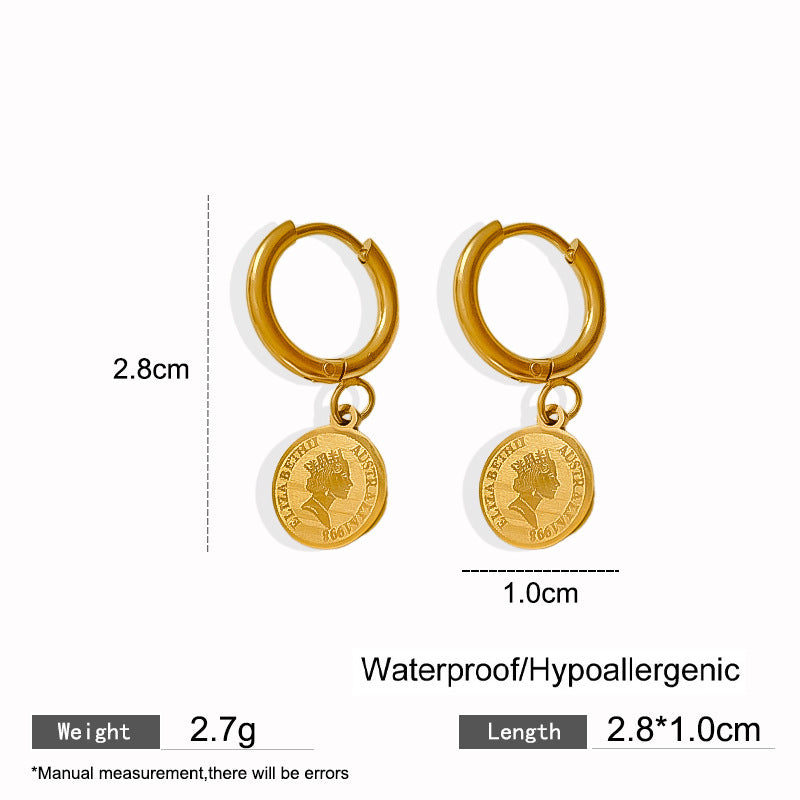 Elegant Titanium Steel Drip Oil Plated Stud Earrings for Women