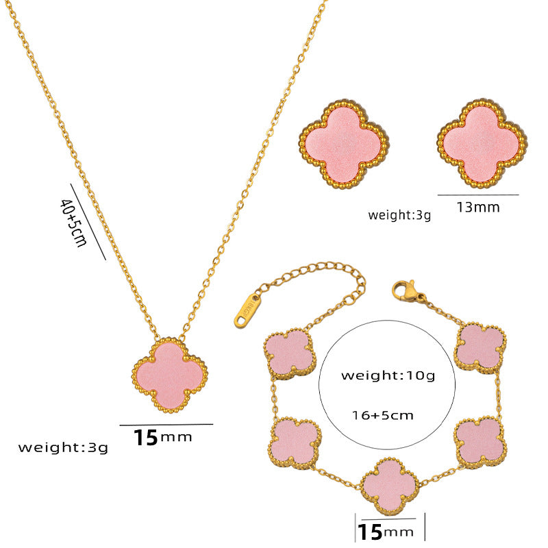 Set di Collane da Donna Minimaliste di Lusso con Cuore e Forme Geometriche in Acciaio al Titanio, Placcate Oro e con Catena a O