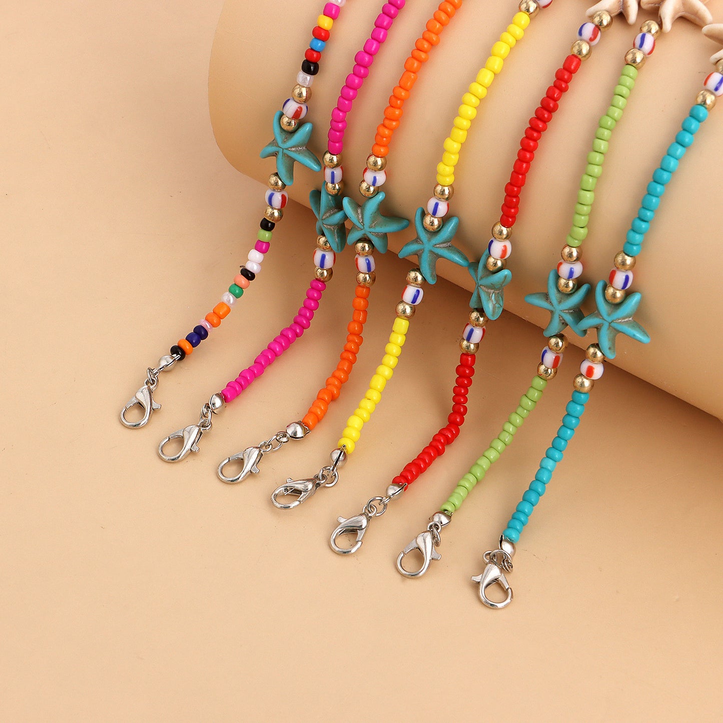 Bohemian Starfish and Seashell Pendant Necklace for Women in Alloy with Plated Finish Geometric Ocean-Inspired Design