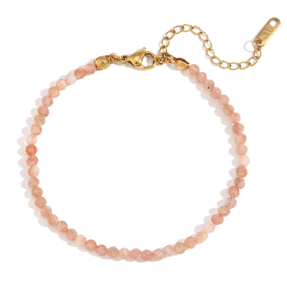 Elegant Geometric Stainless Steel 18K Gold Plated Natural Opal Bracelet for Women