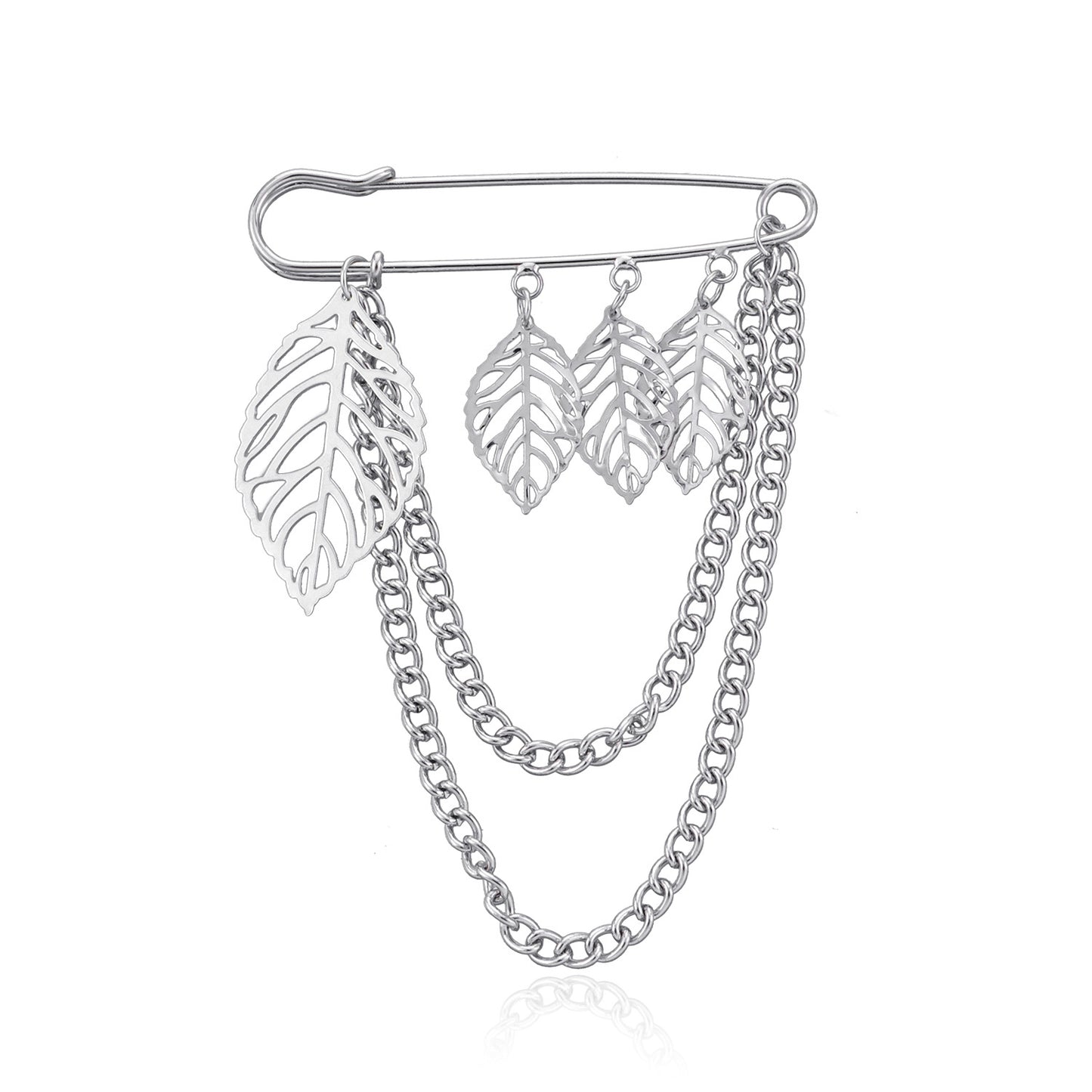 Women's Luxury Vintage Leaf Shape Alloy Plated Brooch, Elegant Hollow Design, Fashion Metal Pin Jewelry