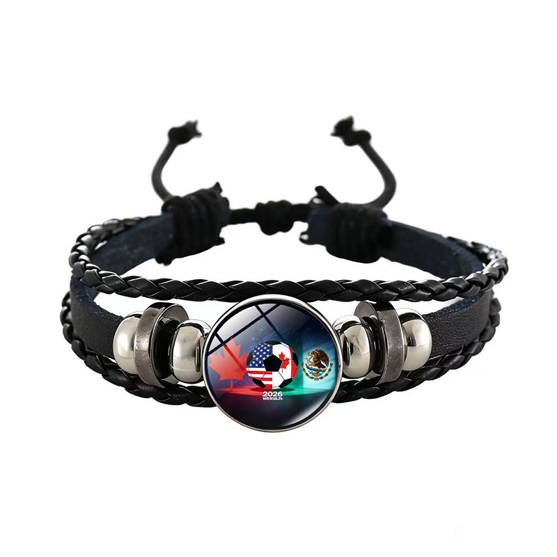 Sporty Geometric Braided Leather Bracelet Unisex Adjustable Hand Rope