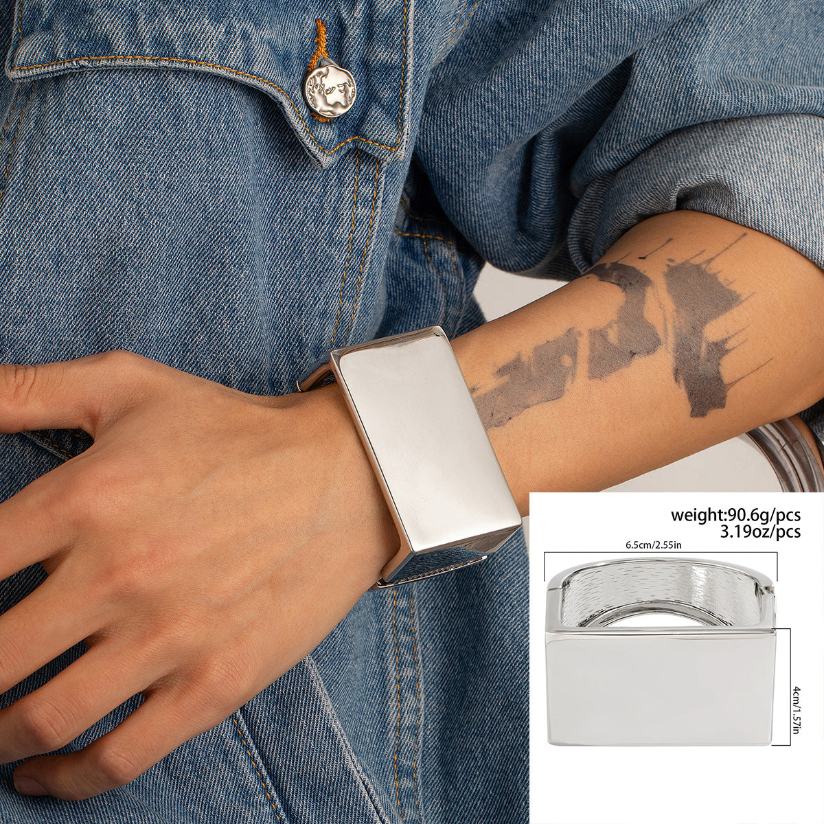 Hip-hop Men's Geometric Round Oval Plated Alloy Cuff Bracelet
