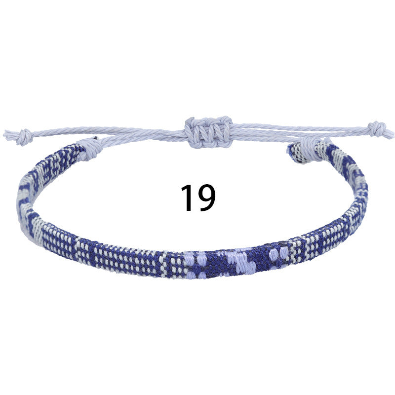Bohemian Rainbow Braided Cotton Linen Anklet Unisex Adjustable Foot Jewelry