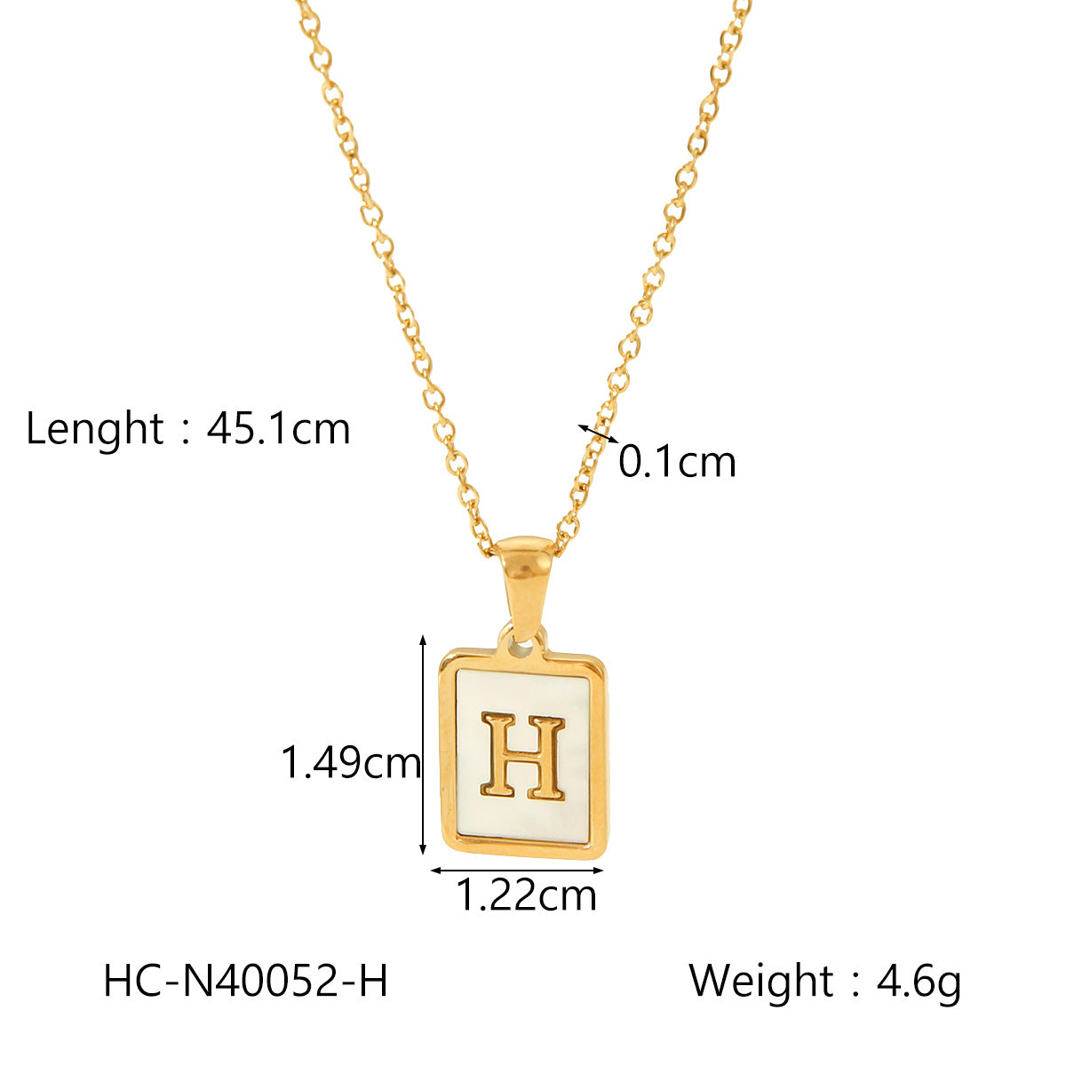 Minimalist Letter Pendant Necklace in Titanium Steel with 18K Gold Plating on Stainless Steel Chain for Women