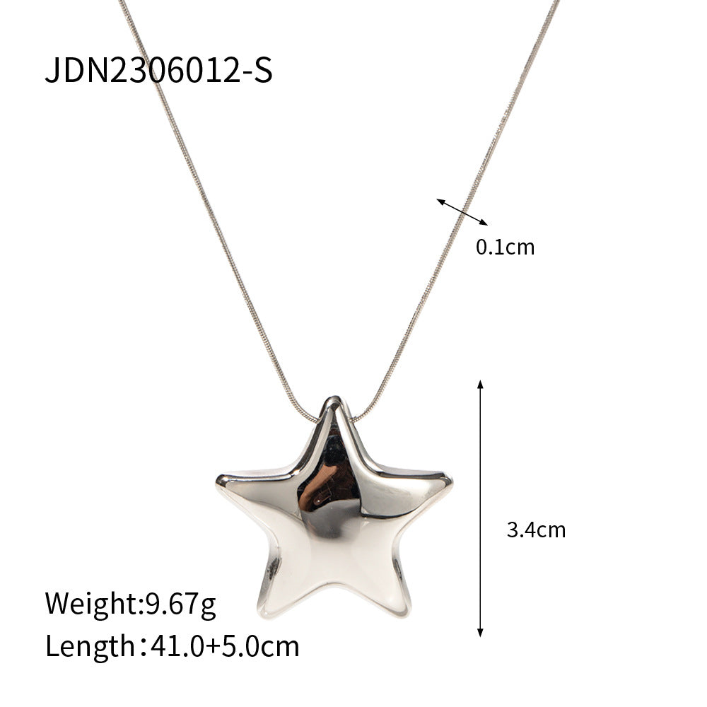 Minimalist Geometric Titanium Steel Pendant Stainless Steel Multi-layer Cable Chain Necklace for Women