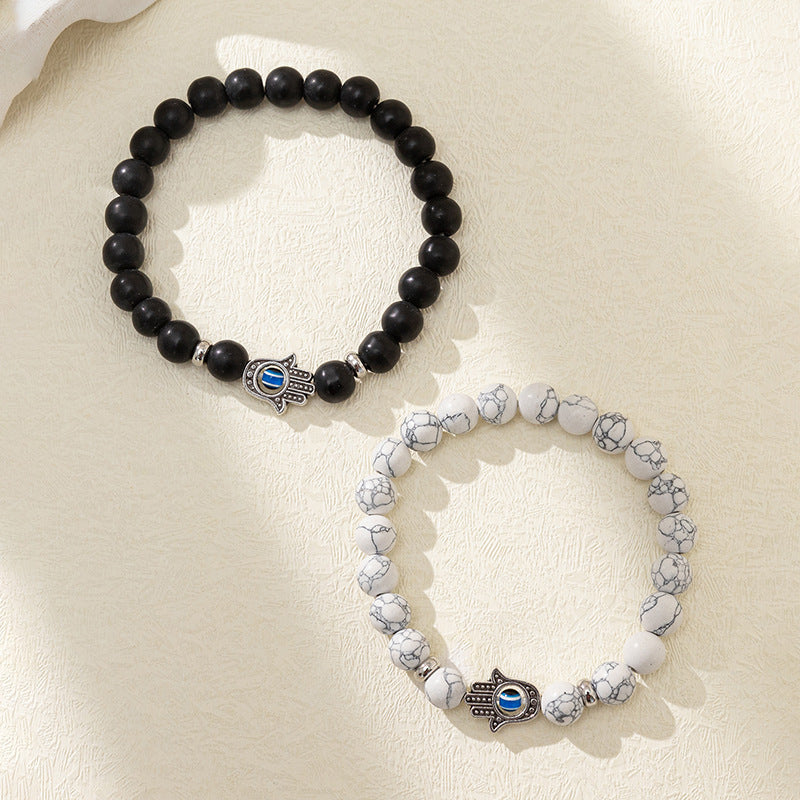 Minimalist Heart Agate Plated Bracelet Set for Unisex