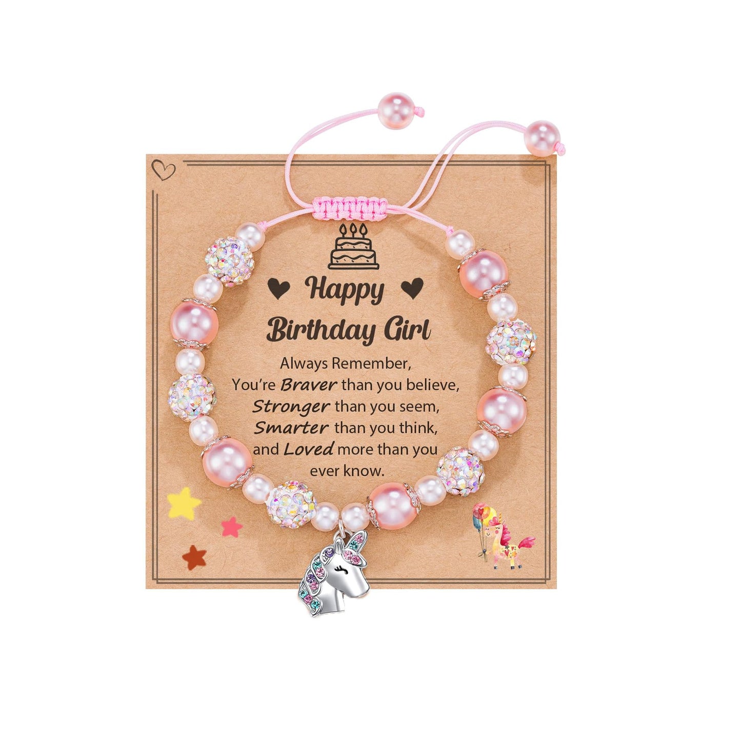Handmade Ceramic Heart Charm Bar with Rhinestone and Pearl Beads Unisex Jewelry
