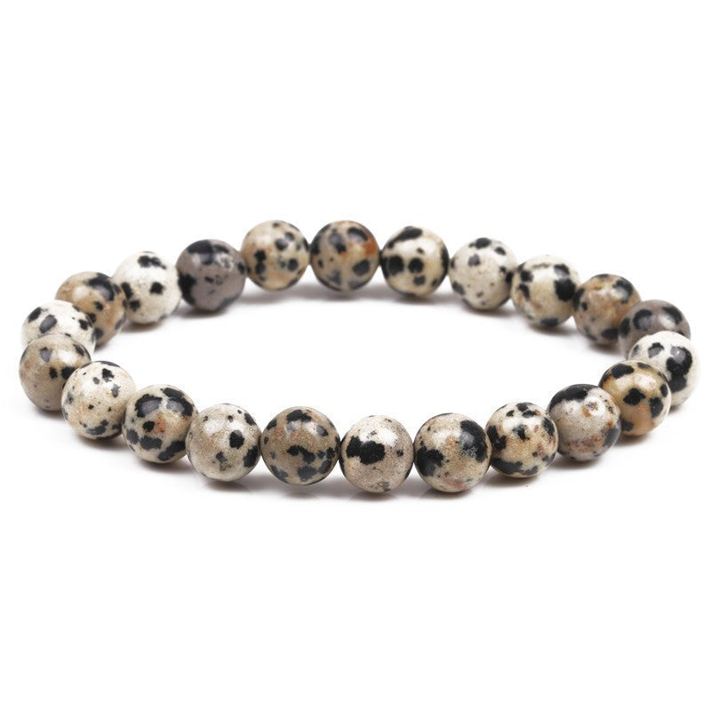 Natural Volcanic Stone and Agate Beaded Bracelet Geometric Round Unisex Fashion Jewelry