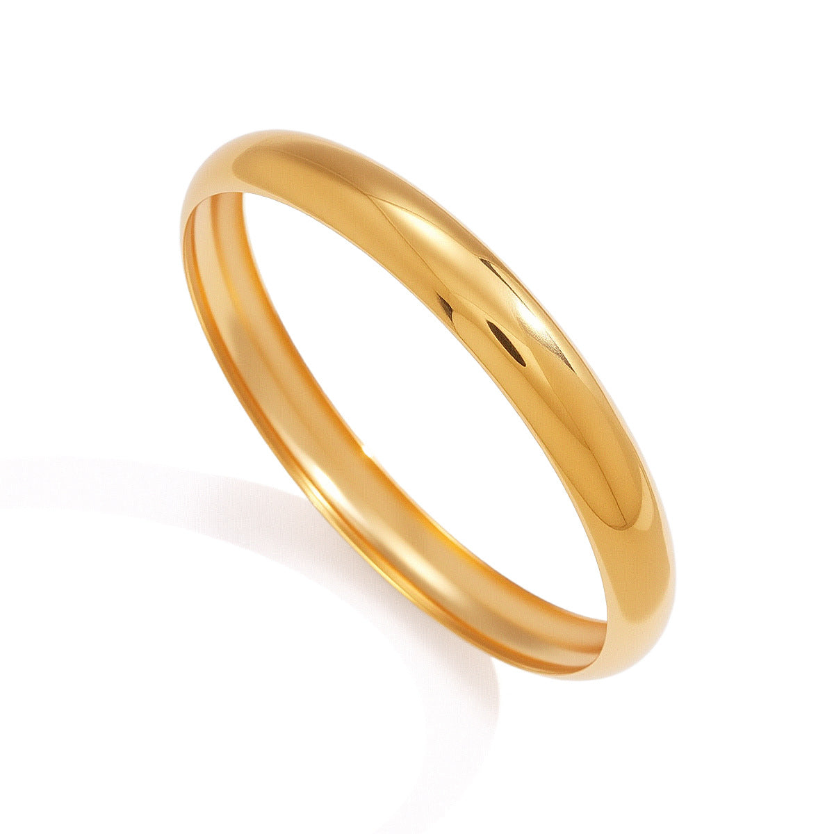 18K Gold PVD Stainless Steel Round Geometric Bangle for Women