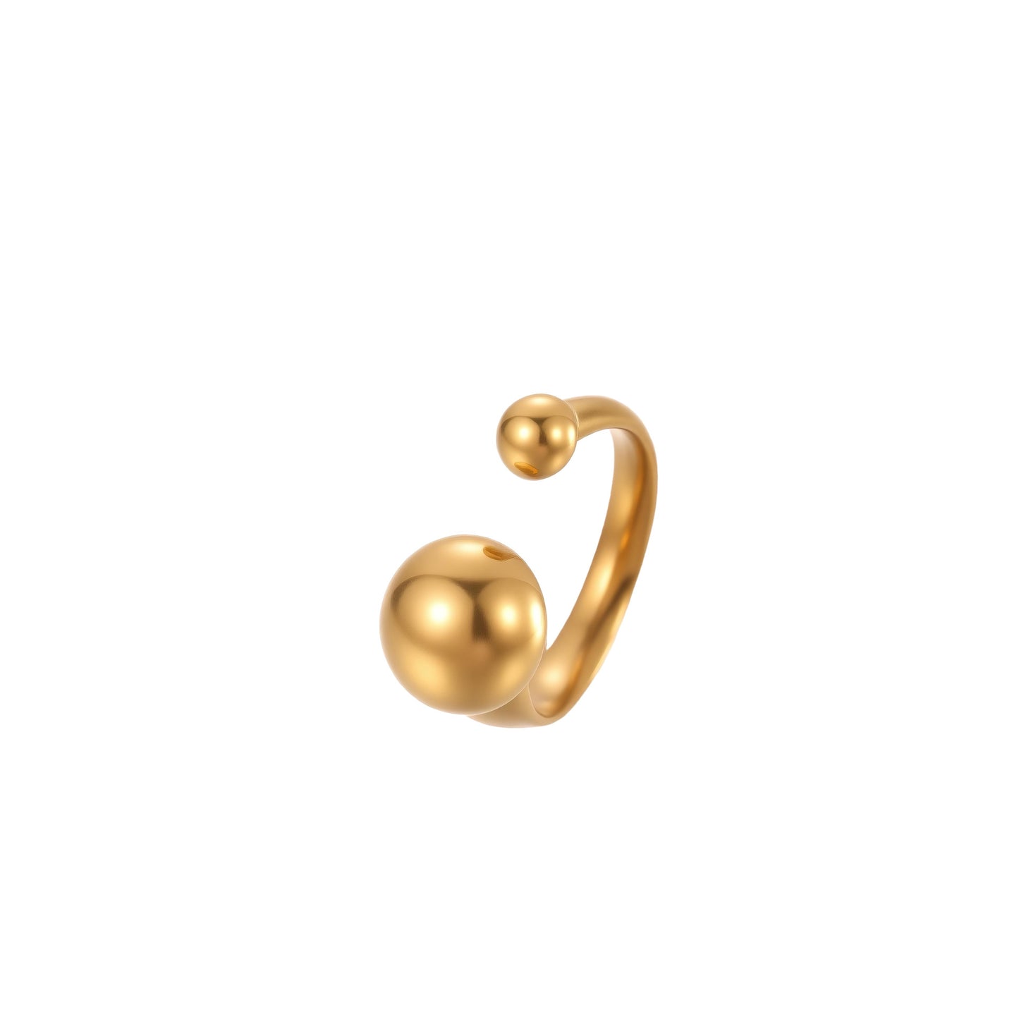 Minimalist Stainless Steel Star-Shaped Geometric Open Ring with 18K Gold Plating for Women
