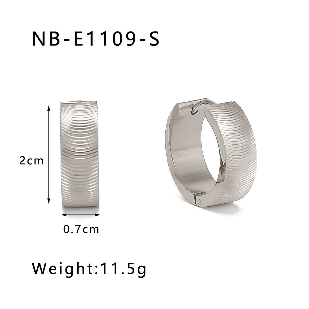 Minimalist Geometric Stainless Steel Hoop Earrings with Zircon Inlay and 18K Gold Vacuum Plating for Women