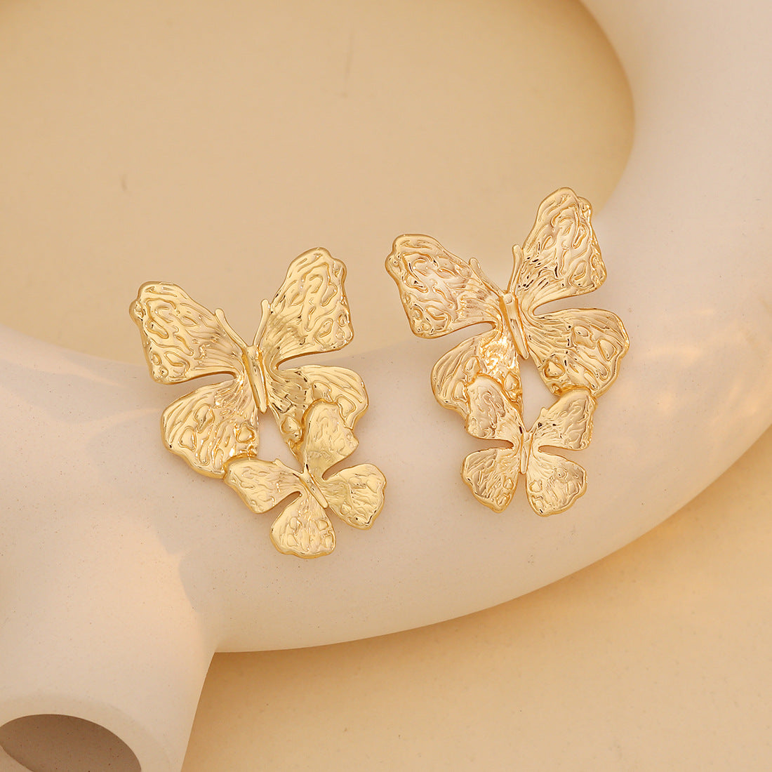 Personality Heart Flower Stainless Steel Plated Stud Earrings