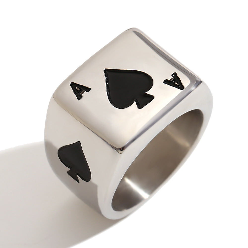Anello da Uomo in Acciaio Inossidabile Stile Hip Hop Geometria Placcato Oro 18K Nero Vintage a Croce