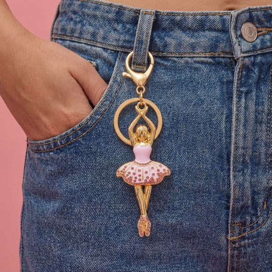 Floral Plant Rhinestone Inlay Plated Alloy Bag Charm with Tassel and Letter Beads