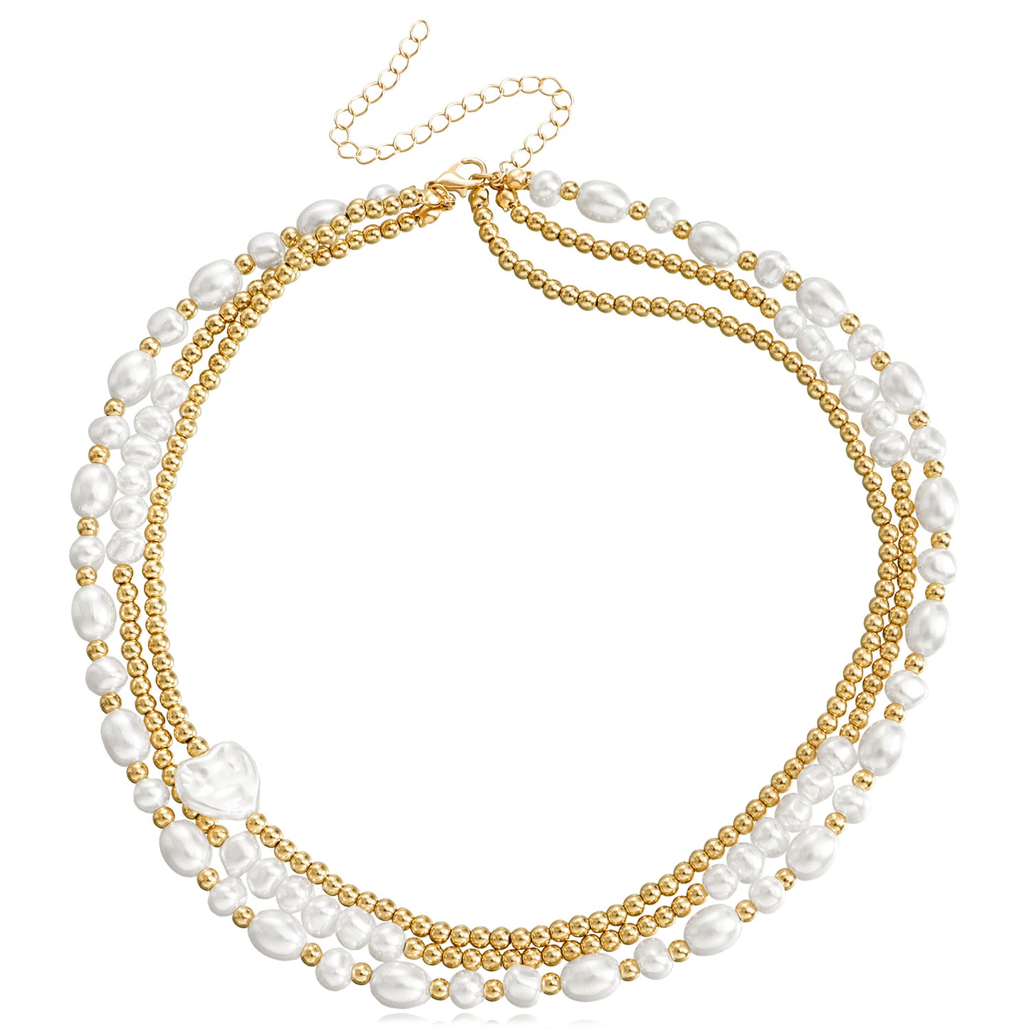 Fashionable Geometric Acrylic and Pearl Pendant Necklace for Women with Plated Alloy Chain and Heart Accent